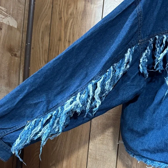 Fringe Denim Jean Jacket - Picture 8 of 9